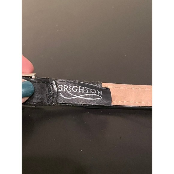 BRIGHTON LEATHER FAUX CHEETAH FUR SILVER BUCKLE BELT - Picture 5 of 6